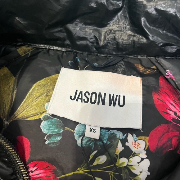 Jason Wu Shiny Black Hooded Packable Puffer Jacket - Picture 3 of 7